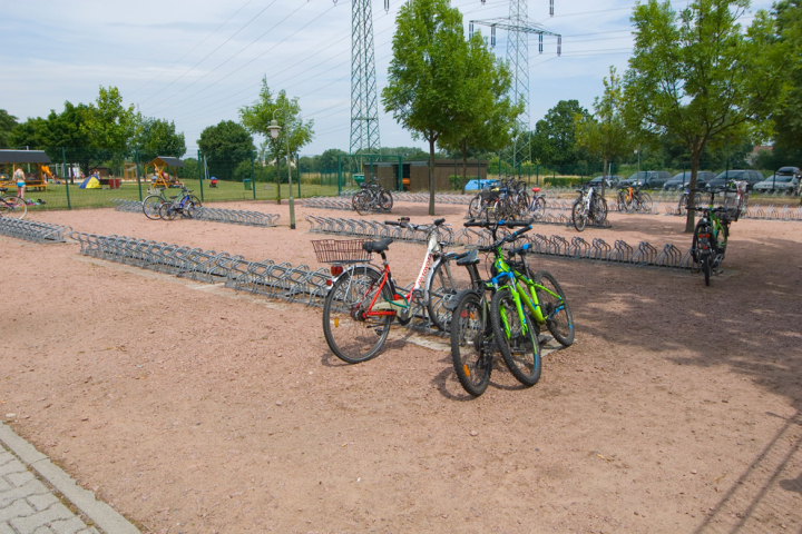 large parking space for bicycles
