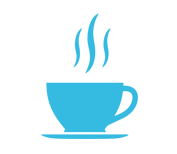Icon blue steaming coffee cup