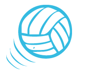 An Icon bouncing blue basketball.